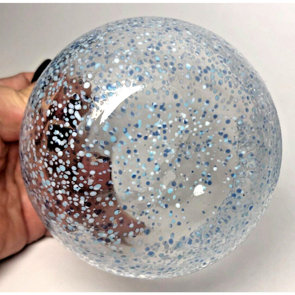 Set 2 Vintage Pier 1 Imports Hand Blown Blue White Confetti Stemless Wine Glass - Picture 2 of 4